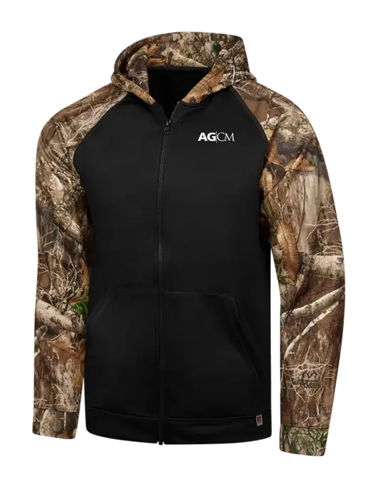 Russell Outdoors Black/Realtree Edge Camo Colorbock Performance Full Zip Hoodie w/AG|CM Logo