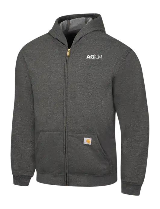Carhartt Dark Grey Heather Midweight Hooded Zip-Front Sweatshirt w/AG|CM Logo