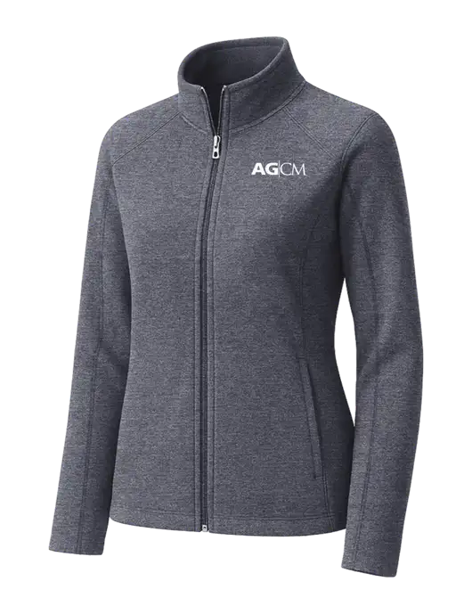 Light Navy Heather Womens Microfleece Full-Zip Jacket w/AG|CM Logo