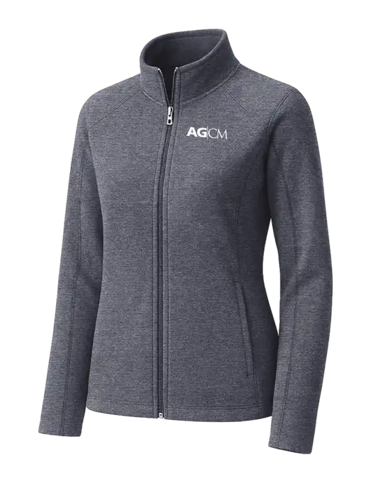 Light Navy Heather Womens Microfleece Full-Zip Jacket w/AG|CM Logo