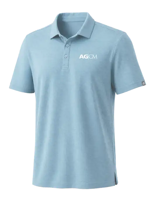 TravisMathew Light Sapphire Heather Coto Performance Polo w/AG|CM Logo