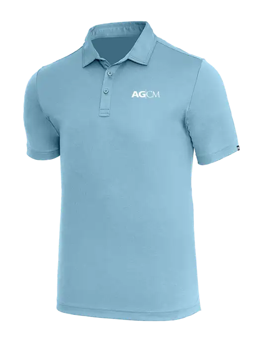 TravisMathew Light Sapphire Heather Coto Performance Polo w/AG|CM Logo