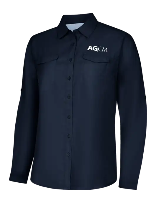 Womens Navy Long Sleeve UV Daybreak Shirt w/AG|CM Logo