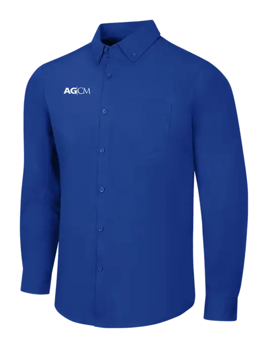 Dark Royal Long Sleeve Carefree Poplin Shirt w/AG|CM Logo
