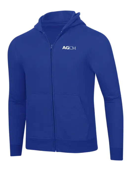 True Royal 8.5 oz Ring Spun Zip Hooded Sweatshirt w/AG|CM Logo