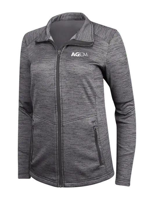 Womens Dark Grey Digi Stripe Fleece Jacket w/AG|CM Logo