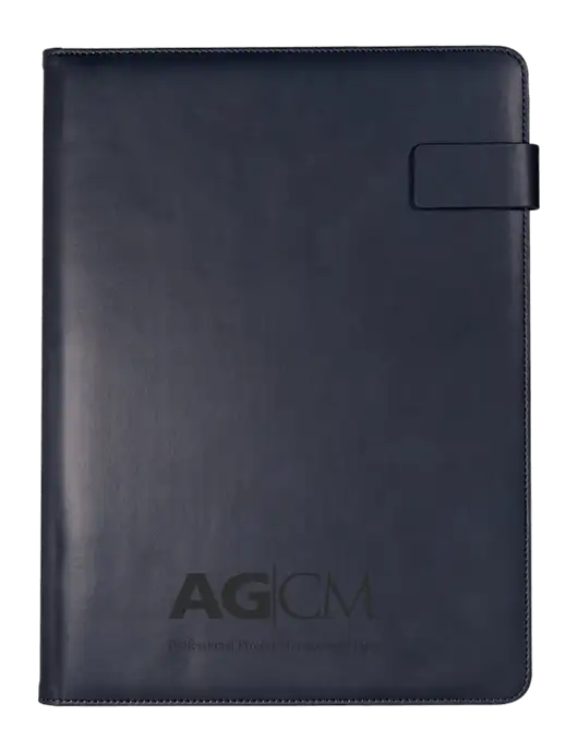 Leeman Navy Tuscany Tech Padfolio 9 x 12.125 w/AG|CM Logo