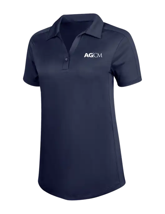 Womens Dark Navy Diamond Jacquard Polo w/AG|CM Logo