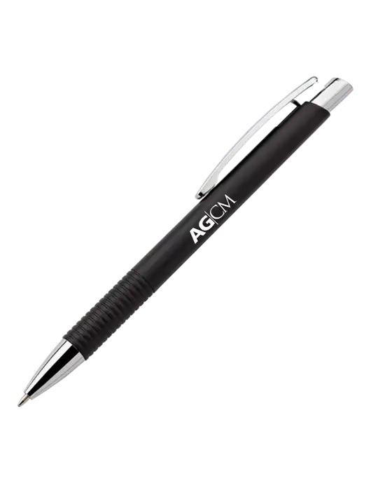 Malay Black Ballpoint Pen - Blue Ink w/AG|CM Logo