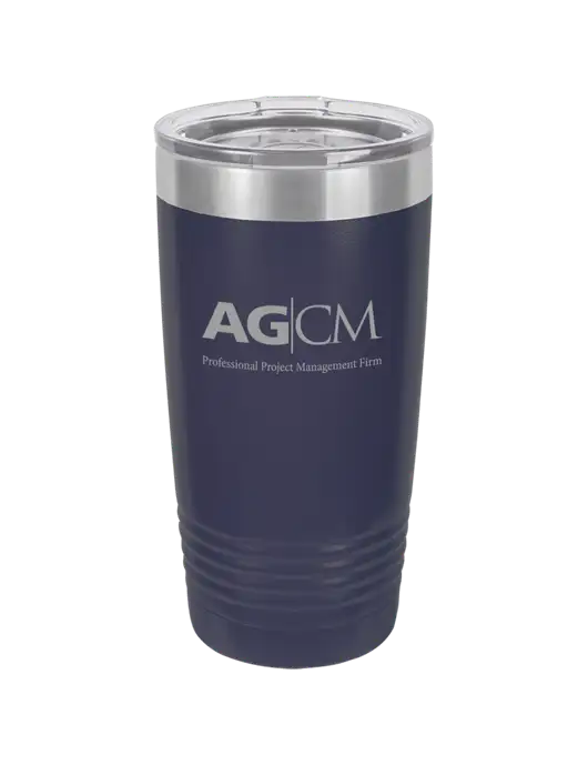 Polar Camel 20 oz Powder Coated Navy Vacuum Insulated Tumbler w/AG|CM Logo
