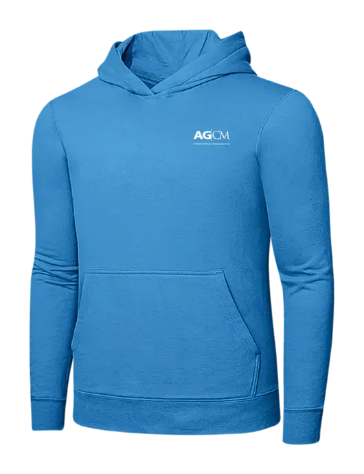 Light Aqua Blue 7.8 oz Ring Spun Hooded Sweatshirt w/AG|CM Logo