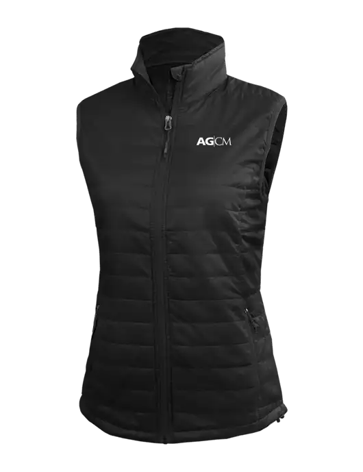 Womens Packable Black Puffy Vest w/AG|CM Logo
