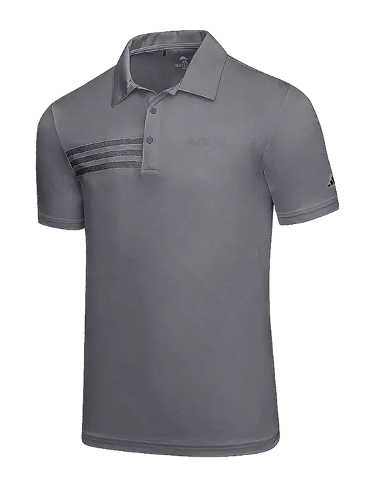 Adidas Medium Grey 3 Stripes Chest Polo w/AG|CM Logo