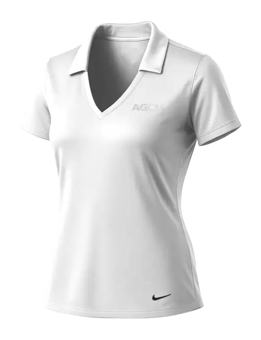 NIKE White Womens Dri-Fit Vertical Mesh Polo w/AG|CM Logo