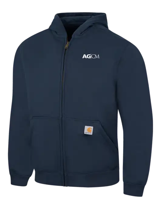 Carhartt Navy Rain Defender Paxton Heavyweight Hooded Zip-Front Sweatshirt w/AG|CM Logo