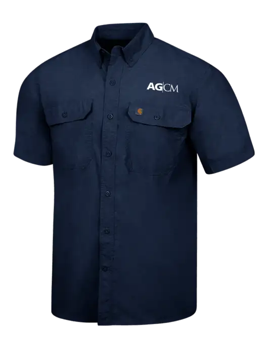 Carhartt Force Navy Solid Short Sleeve Shirt w/AG|CM Logo