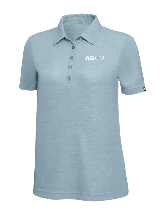TravisMathew Light Blue Heather Womens  Oceanside Polo w/AG|CM Logo