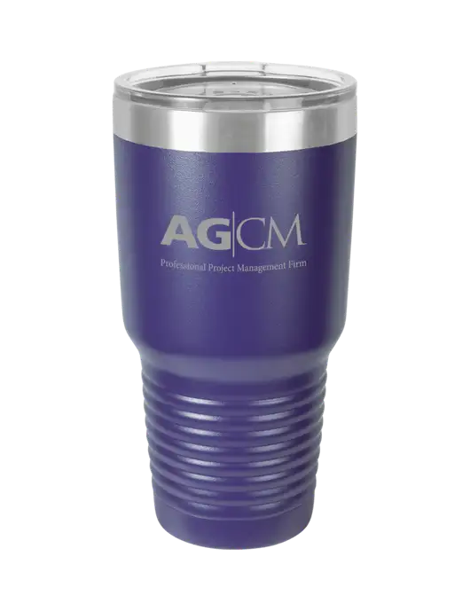 Polar Camel 30 oz Powder Coated Purple Vacuum Insulated Tumbler w/AG|CM Logo