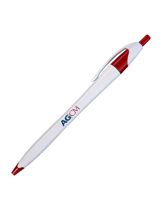Novella White/Red Classic Pen - Blue Ink w/AG|CM Logo