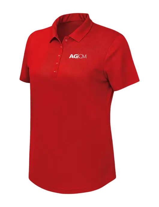 Callaway Womens Birdseye Red Polo w/AG|CM Logo