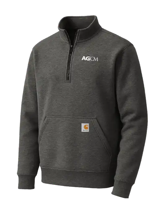 Carhartt Very Dark Heather Grey Midweight 1/4-Zip Mock Neck Sweatshirt w/AG|CM Logo