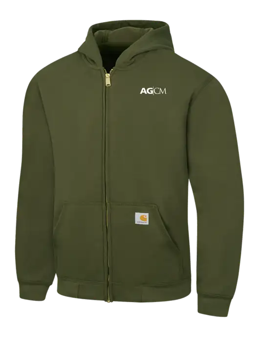 Carhartt Olive Green Midweight Hooded Zip-Front Sweatshirt w/AG|CM Logo