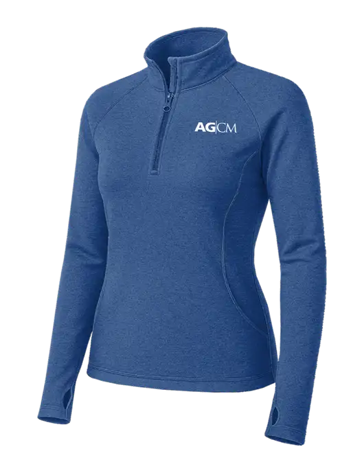 Royal Heather Womens Sport Wick Stretch 1/4 Zip Pullover w/AG|CM Logo
