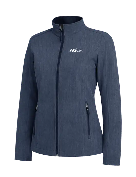 Navy Heather Womens Core Soft Shell Jacket w/AG|CM Logo