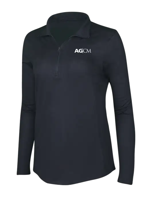 Black Triad Solid Womens Posicharge Tri-Blend Wicking 1/4 Zip Pullover w/AG|CM Logo
