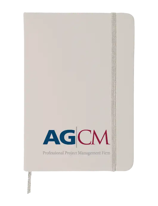 White Comfort Touch Bound Journal 5" X 7" w/AG|CM Logo