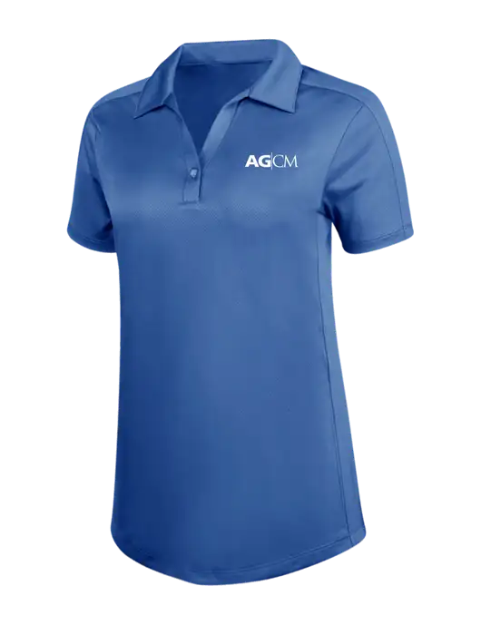 Womens Dark Royal Blue Diamond Jacquard Polo w/AG|CM Logo