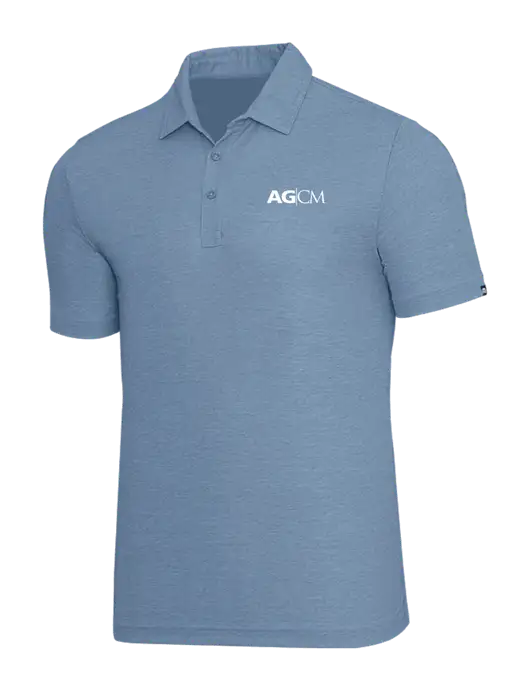 TravisMathew Slate Blue Heather Oceanside Polo w/AG|CM Logo