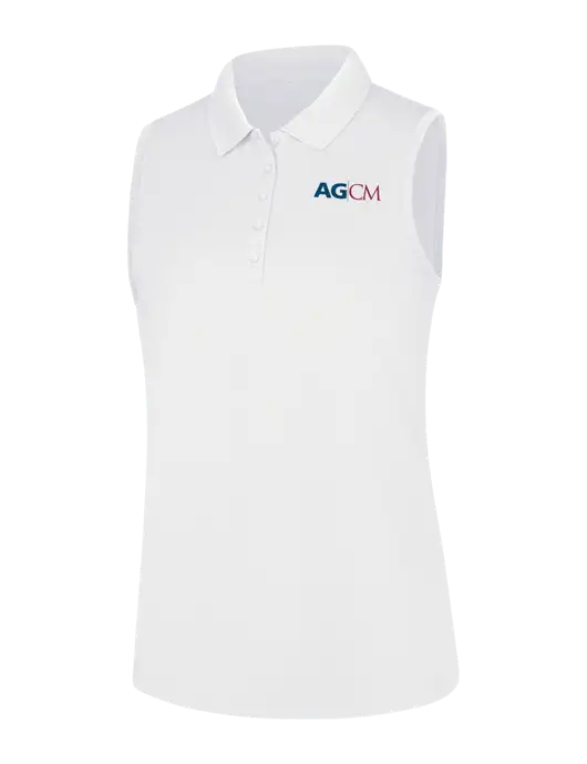 Womens White Dry Zone UV Micro-Mesh Sleeveless Polo w/AG|CM Logo