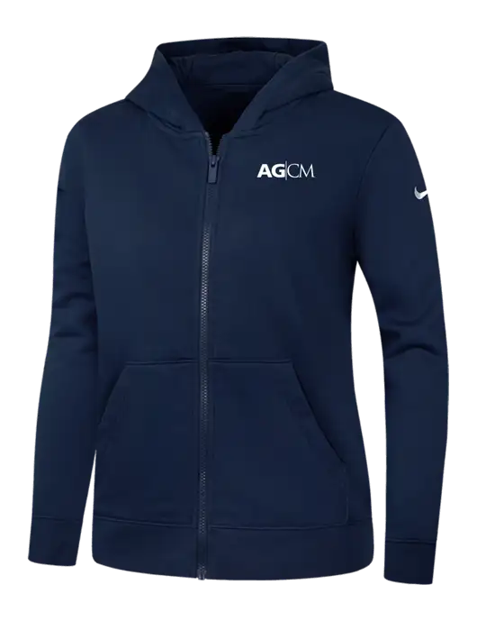 Nike Womens Club Fleece Sleeve Swoosh Full-Zip Dark Navy Hoodie w/AG|CM Logo