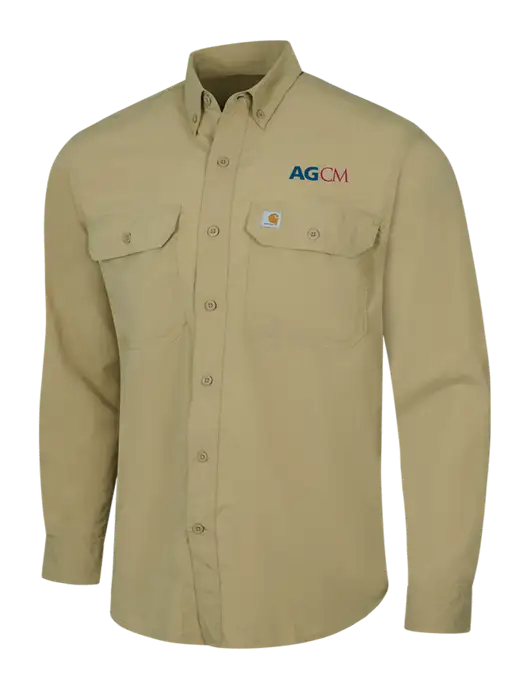 Carhartt Force Dark Tan Solid Long Sleeve Shirt w/AG|CM Logo