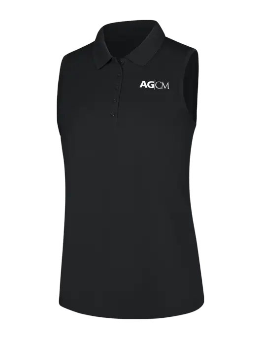 Womens Black Dry Zone UV Micro-Mesh Sleeveless Polo w/AG|CM Logo