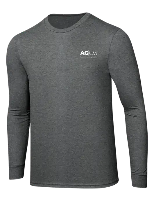 Simply Soft Long Sleeve Medium Grey Frost 4.5 oz, Poly/Combed Ring Spun Cotton T-Shirt w/AG|CM Logo