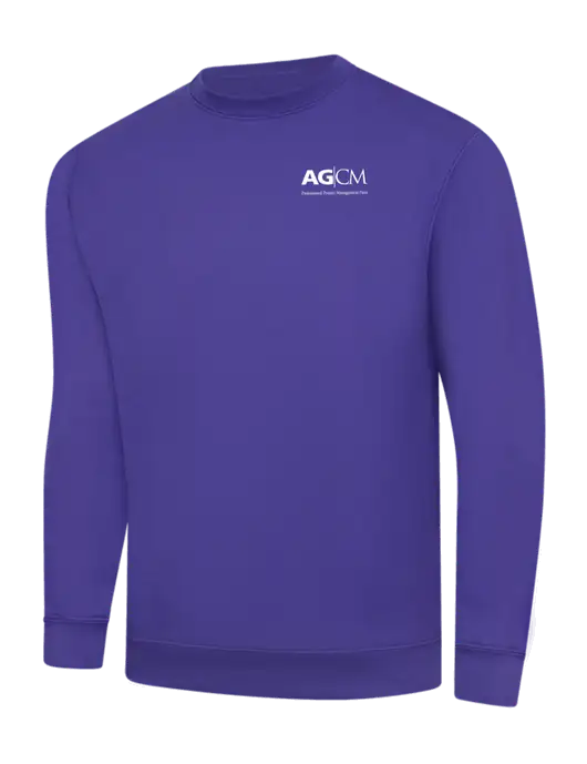 Purple 9 oz 50/50 Cotton/Poly Crew Sweatshirt w/AG|CM Logo