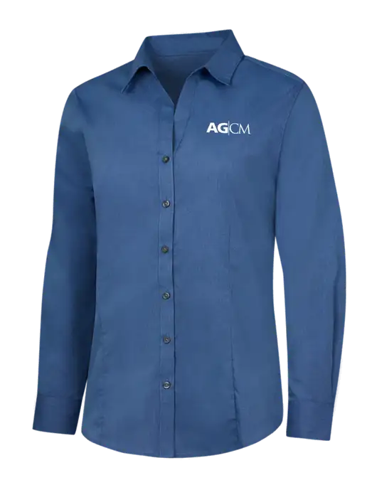 Light Navy Womens Crosshatch Easy Care Shirt w/AG|CM Logo