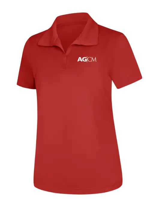 Womens Red Micropique Sport-Wick Polo w/AG|CM Logo