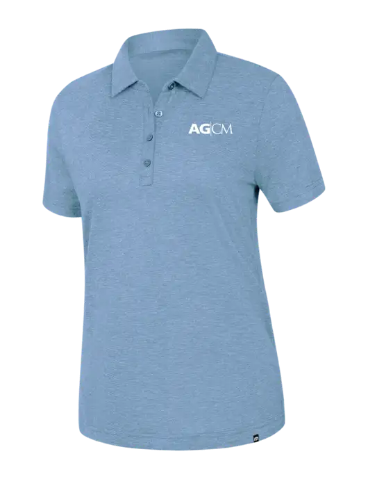 TravisMathew Womens Light Blue Heather Sunnyvale Polo w/AG|CM Logo