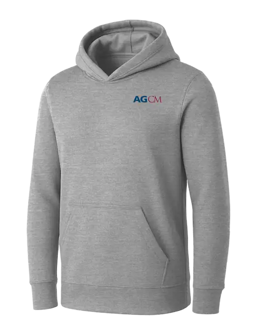 Womens Light Grey Heather Core Fleece Pullover Hooded Sweatshirt w/AG|CM Logo