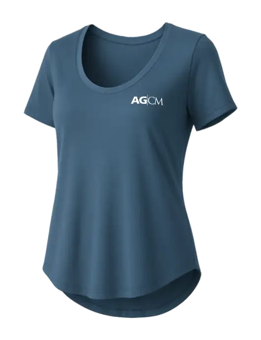 Mercer+Mettle Womens Light Navy Blue Stretch Jersey Relaxed Scoop w/AG|CM Logo