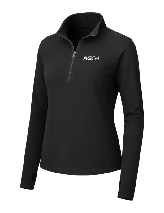 Womens Black Microfleece 1/2 Zip Pullover w/AG|CM Logo