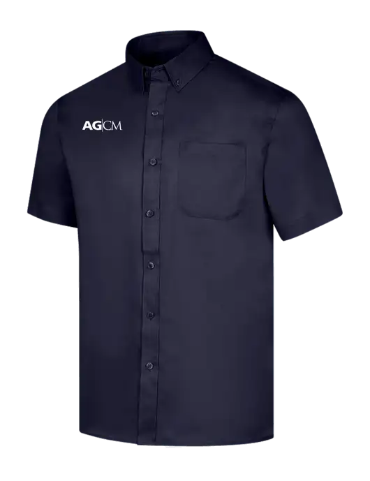 Short Sleeve Navy Superpro React Twill Shirt w/AG|CM Logo