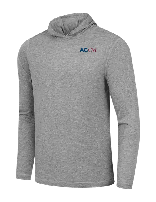 Luxury Active Light Grey Heather Lightweight Tri-Blend Wicking Long Sleeve Hoodie w/AG|CM Logo