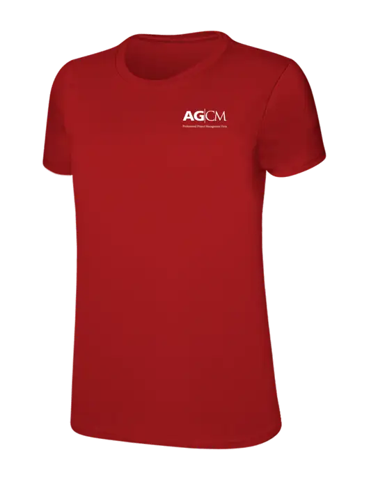 Womens Ring Spun Bright Red 4.5 oz T-Shirt w/AG|CM Logo