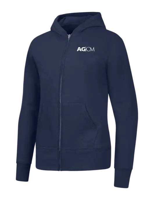 Navy Womens Core Fleece Full-Zip Hooded Sweatshirt w/AG|CM Logo