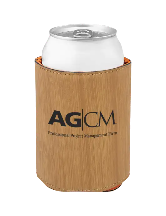 Bamboo Leatherette Beverage Holder w/AG|CM Logo