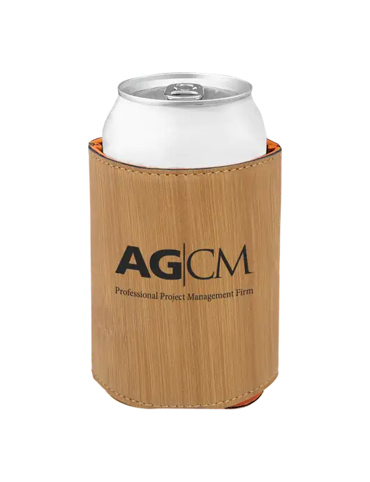 Bamboo Leatherette Beverage Holder w/AG|CM Logo